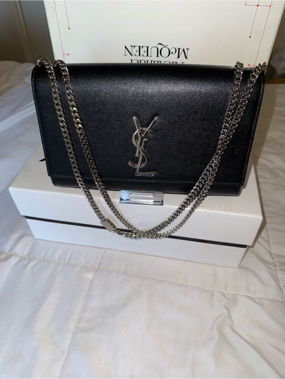 Saint Laurent Black Leather Shoulder Clutch